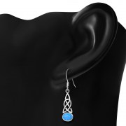 Synthetic Opal Celtic Knot Silver Earrings - e379